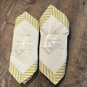 Hallmark embroidered cocktail napkins NEW  Yellow/Green Fun Conversation starter